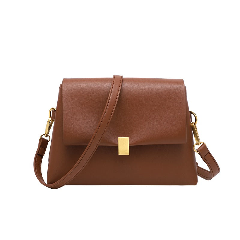 Mariah Vegan Leather Shoulder Bag: Brown - Rosenix