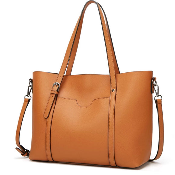 Alexa Vegan Leather Office Bag: Brown