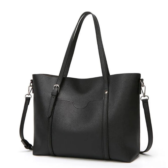 Alexa Vegan Leather Office Bag: Black